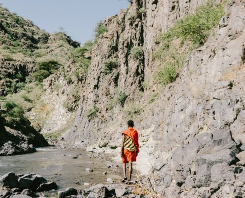 A Maasai guide will lead you up the gorge to the spectacular Ngare Sero Waterfalls