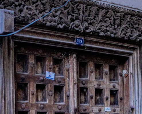One of the typical elaborate timbered entrance door in Stonetown Zanzibar